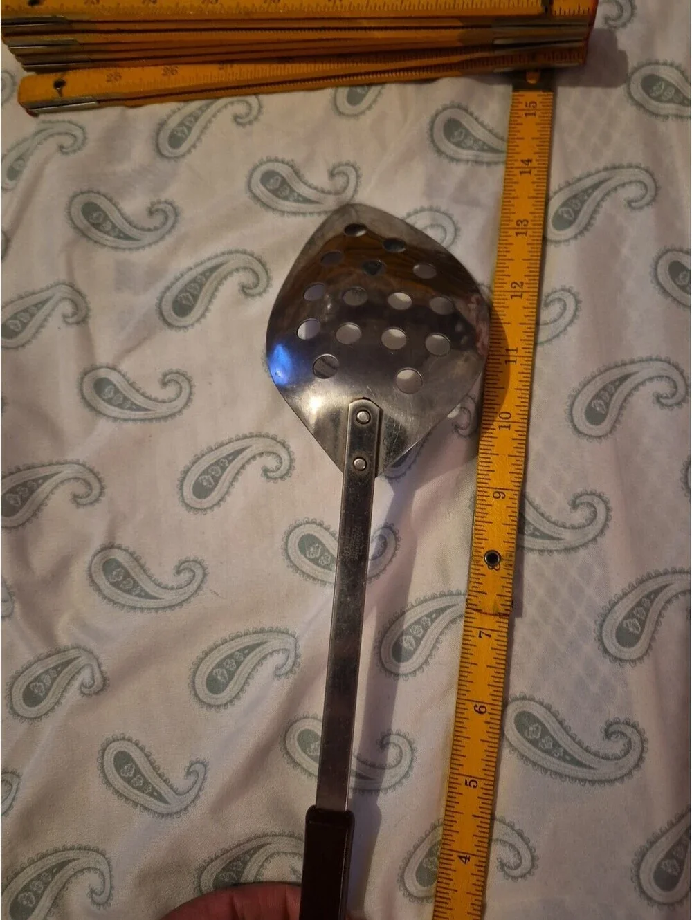 STANHOME Stainless large slotted serving spoon. Vintage 14” Teardrop